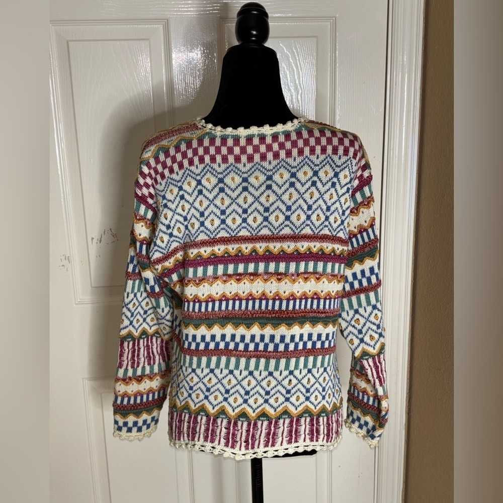 Vintage Art knit Peruvian Connection Cardigan Small pima cotton - Picture 5 of 11